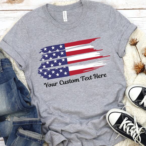 Custom American Flag Unisex T-shirt, July 4th Freedom, 1776 Independence Shirt - Picture 5 of 9